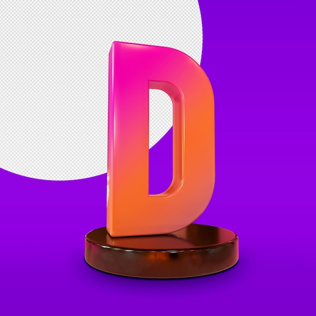 PSD letter d 3d render isolated