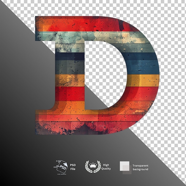 PSD letter d isolated on transparent background