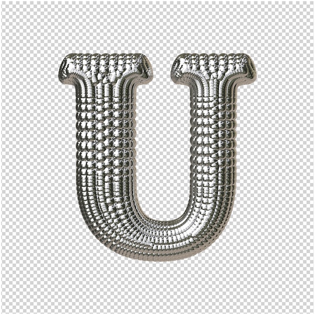 PSD letter from silver spheres 3d rendering