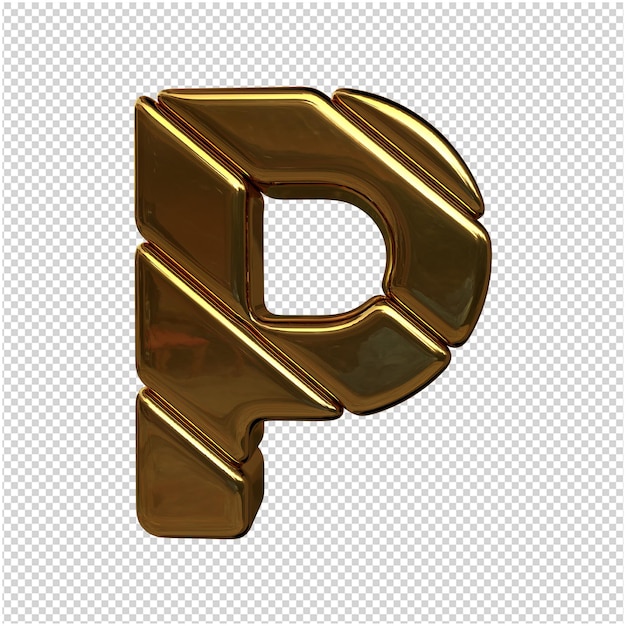 PSD letter made of gold 3d rendering isolated