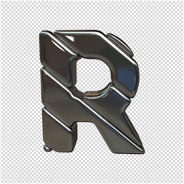 PSD letter made of silver 3d rendering isolated