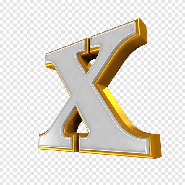PSD letter x white and gold