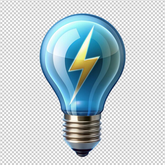 PSD light bulb with lightning icon on white background