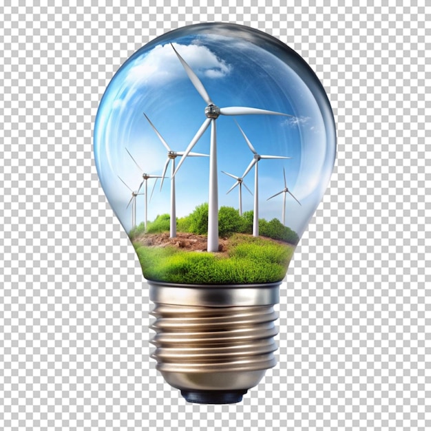 PSD light bulb with tree inside on transparent background