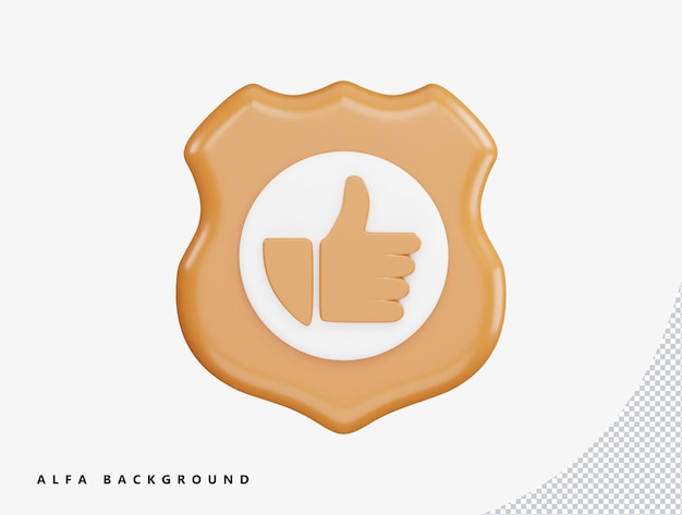 PSD like and protect shield with 3d rendering vector icon illustration