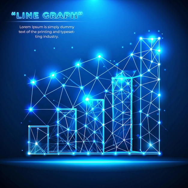 PSD line graph low poly futuristic technology background design