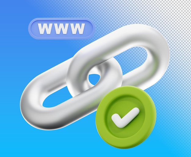 PSD link valid 3d illustration