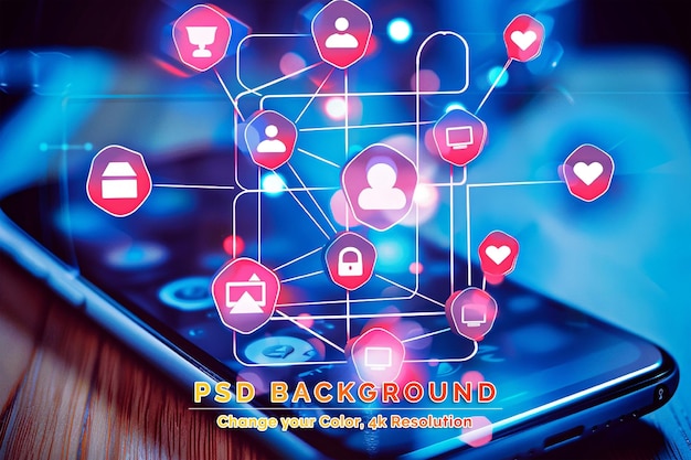 PSD live stream social media web network concept