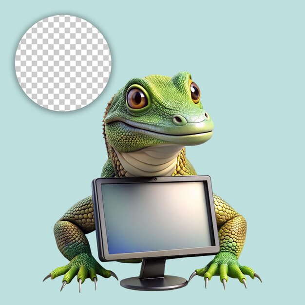 PSD lizard logo on transparent background
