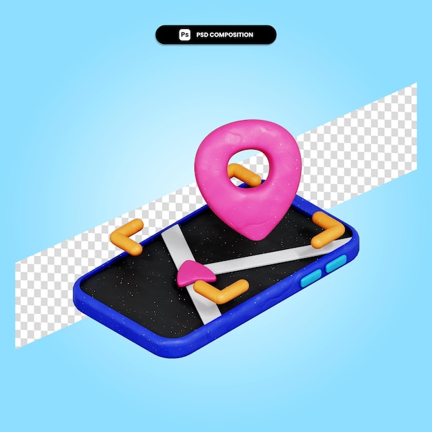 PSD location 3d render illustration isolated