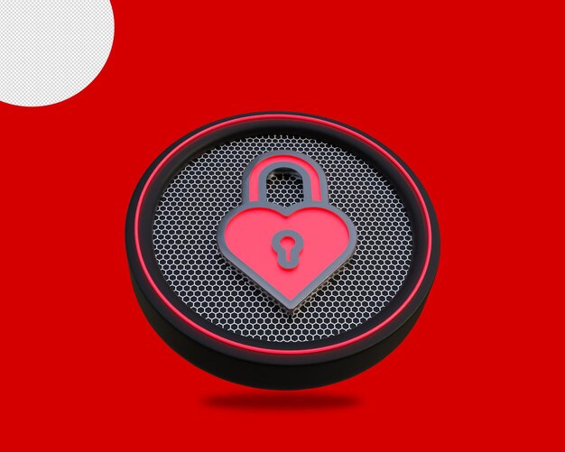 PSD lock icon 3d rendering