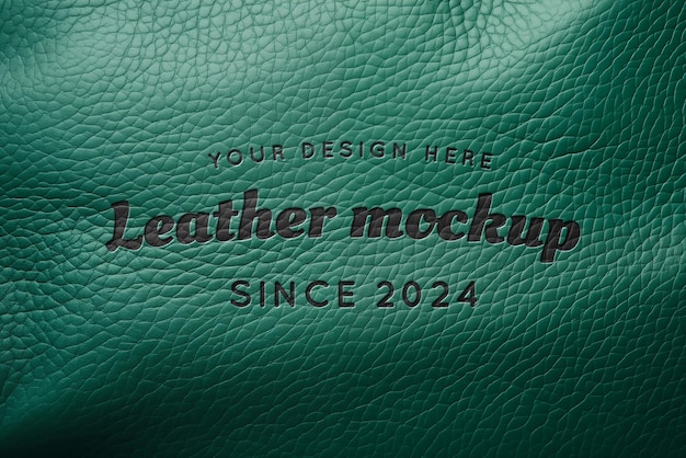 PSD logo mockup on leather background