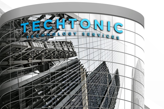 PSD logo mockup in modern building