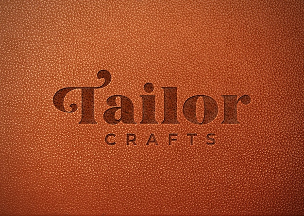 PSD logo mockup realistic leather