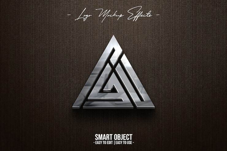 PSD logo mockup with silver logo