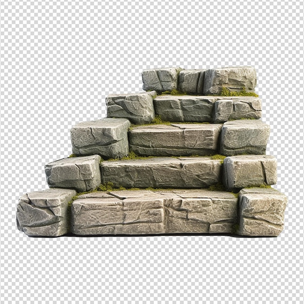 PSD long stone steps isolated on transparent background