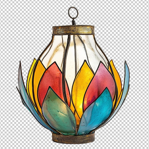 PSD lotus lantern isolated transparent background