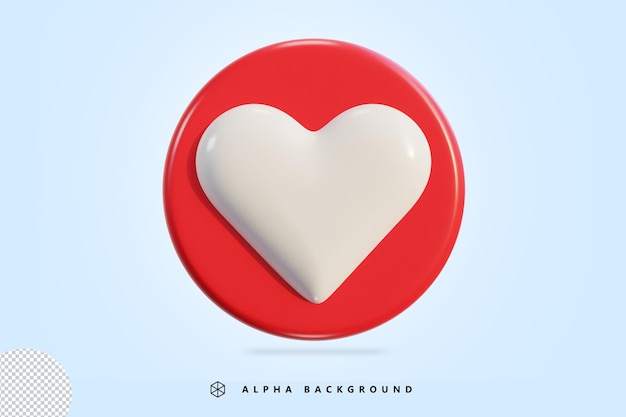 PSD love 3d icon render on isolated background