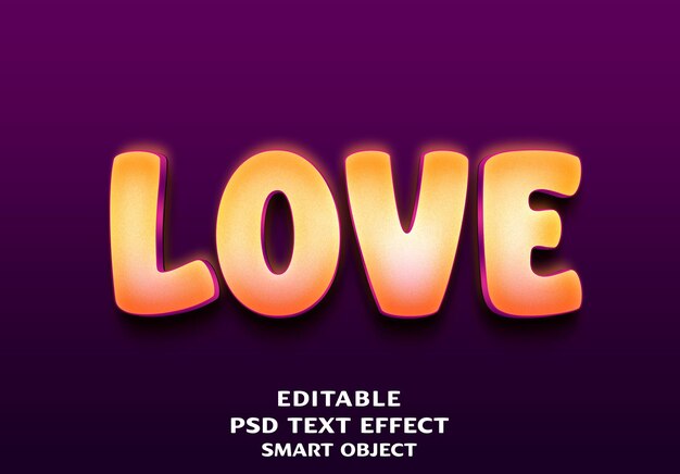PSD love 3d text effect design