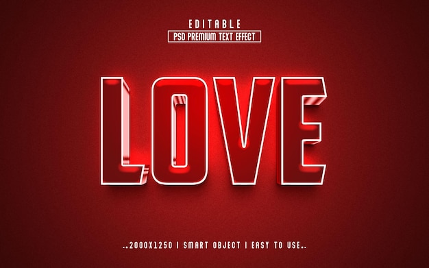 PSD love 3d text effect style