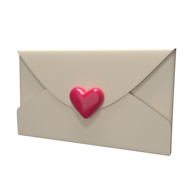 PSD love letter 3d icon rendering