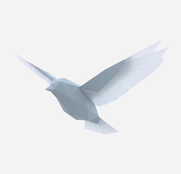 PSD low poly white dove flying with spread wings