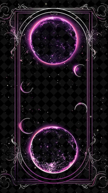 PSD lunar eclipse arcane frame with a celestial eclipse and luna neon color frame y2k art collection