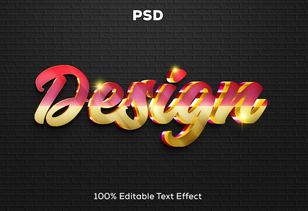 PSD luxury glossy 3d editable text effect design