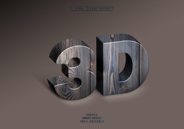PSD luxury wood realistic 3d text effects