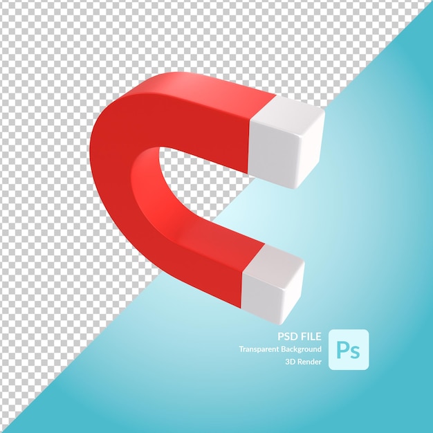 PSD magnet 3d illustration rendering
