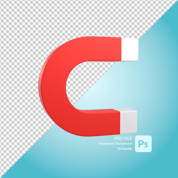 PSD magnet 3d illustration rendering