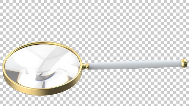 PSD magnifying glass isolated on transparent background 3d rendering illustration
