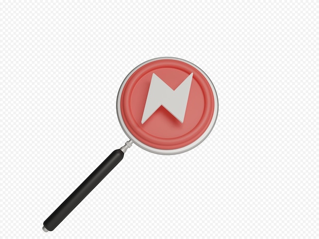 PSD magnifying icon isolated 3d render with spark illustration