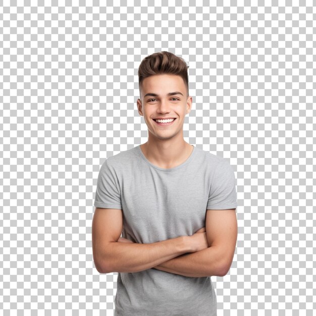 PSD a man in a grey shirt with a white background