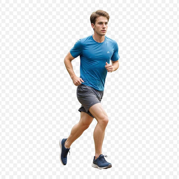 PSD man running isolated on transparent background