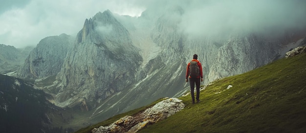 PSD man standing on top of a mountain