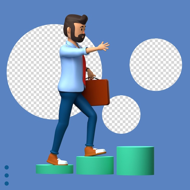 PSD a man walking up a step with a briefcase on it