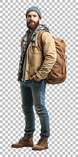 PSD a man with a backpack and a backpack walks