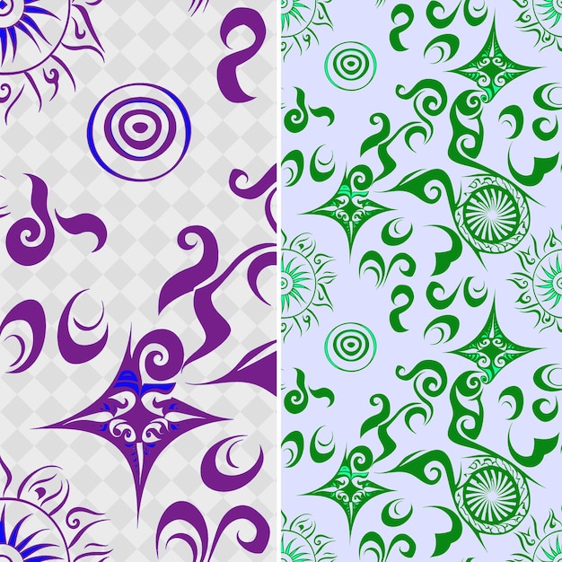 PSD maori tattoo patterns with spiral and sharp angle shapes in creative abstract geometric vector