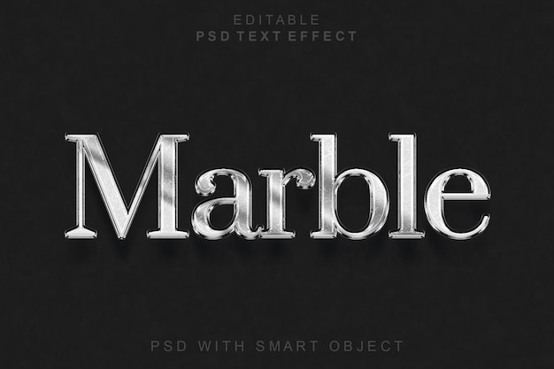 PSD marble 3d text effect silver style