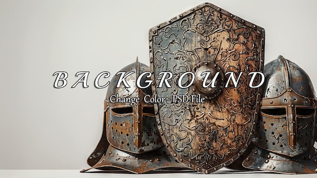 PSD medieval armor and shield on white background
