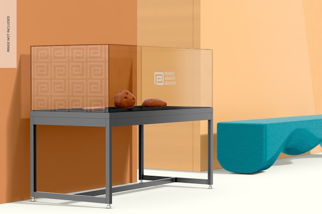 PSD medium museum showcase mockup left view