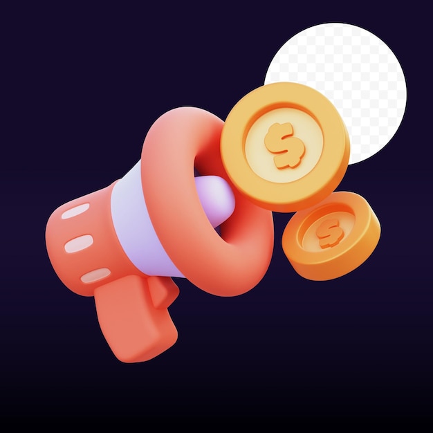 PSD megaphone 3d illustration