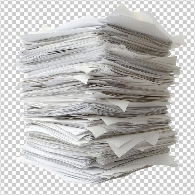 PSD messy papers on a table in daylight cut out transparent