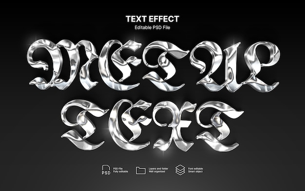 PSD metal glass text effect