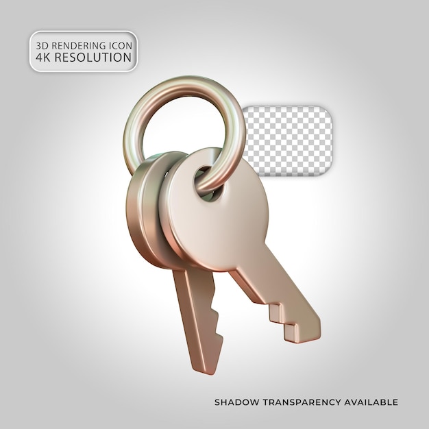 PSD metal keys icon isolated 3d render illustration