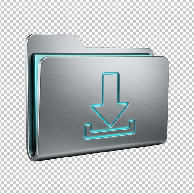 PSD metallic folder with download arrow