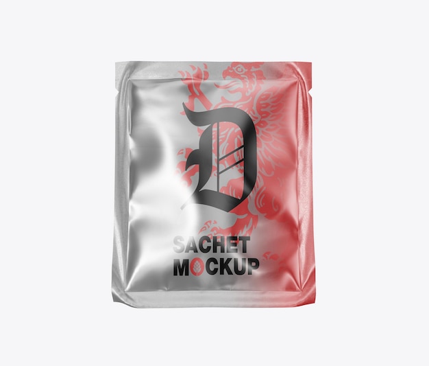 PSD metallic sachet mockup