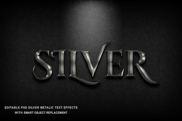PSD metallic silver text effect