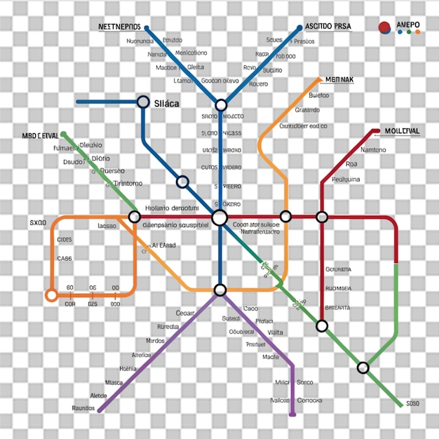 PSD metro maps vector element isolated on transparent background